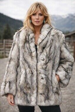Hyde New York Faux Fur Jacket Womens Size M Beth Dutton Western Coat Chic
